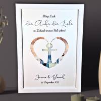 Geldgeschenk zur Hochzeit personalisiert - Hochzeitsgeschenk im Bilderrahmen für das Brautpaar -Anker der Liebe Geschenk Bild 1