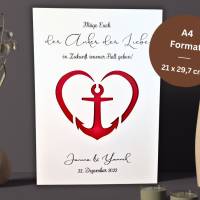 Geldgeschenk zur Hochzeit personalisiert - Hochzeitsgeschenk im Bilderrahmen für das Brautpaar -Anker der Liebe Geschenk Bild 3