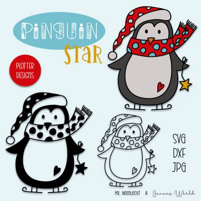Plotterdatei Janeas World Pinguin Star