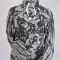 Damen Sweatshirt | Rose Aquarell gestreift Grau/Grün | Bild 1