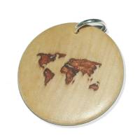 Origineller Anhänger "Erde" aus Hartholz. Welt Holz Geschenk Halskette Schmuck Amulett Schlüsselanhänger Bild 1