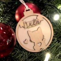 Ornament Katze personalisiert Holz | Weihnachtsschmuck Christbaumschmuck Baumschmuck Tannenbaum Christbaumkugel Bild 1