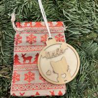 Ornament Katze personalisiert Holz | Weihnachtsschmuck Christbaumschmuck Baumschmuck Tannenbaum Christbaumkugel Bild 3
