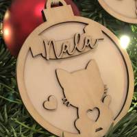 Ornament Katze personalisiert Holz | Weihnachtsschmuck Christbaumschmuck Baumschmuck Tannenbaum Christbaumkugel Bild 4