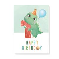 Friendly Fox Geburtstagskarte für Kinder, 1.-7.Geburtstag, Dino Glückwunschkarte zum Kinder Geburtstag, A5 Bild 1