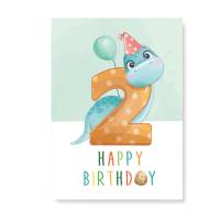 Friendly Fox Geburtstagskarte für Kinder, 1.-7.Geburtstag, Dino Glückwunschkarte zum Kinder Geburtstag, A5 Bild 2
