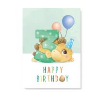 Friendly Fox Geburtstagskarte für Kinder, 1.-7.Geburtstag, Dino Glückwunschkarte zum Kinder Geburtstag, A5 Bild 3