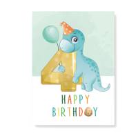 Friendly Fox Geburtstagskarte für Kinder, 1.-7.Geburtstag, Dino Glückwunschkarte zum Kinder Geburtstag, A5 Bild 4