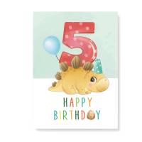 Friendly Fox Geburtstagskarte für Kinder, 1.-7.Geburtstag, Dino Glückwunschkarte zum Kinder Geburtstag, A5 Bild 5