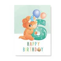 Friendly Fox Geburtstagskarte für Kinder, 1.-7.Geburtstag, Dino Glückwunschkarte zum Kinder Geburtstag, A5 Bild 6