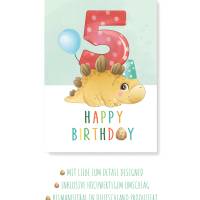 Friendly Fox Geburtstagskarte für Kinder, 1.-7.Geburtstag, Dino Glückwunschkarte zum Kinder Geburtstag, A5 Bild 8