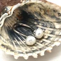 Perlenring mit zwei echten Süßwasser-Zuchtperlen Bild 4