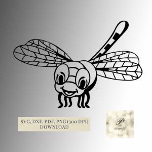 Plotterdatei Libelle SVG Datei für Cricut, kindliches Libellen Design  Digital Download süßes Tier Motiv Bild 1