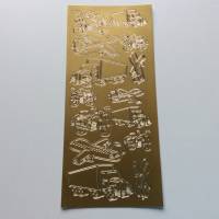 Sticker gold, mit Motorrad, LKW, Flugzeug, selbstklebend, Kartenbasteln , Gestalten von Glückwunschkarten Bild 1
