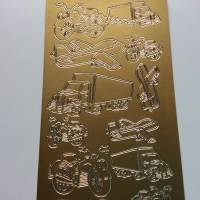 Sticker gold, mit Motorrad, LKW, Flugzeug, selbstklebend, Kartenbasteln , Gestalten von Glückwunschkarten Bild 2