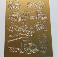 Sticker gold, mit Motorrad, LKW, Flugzeug, selbstklebend, Kartenbasteln , Gestalten von Glückwunschkarten Bild 3