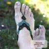 Barfuss Sandale Margerite Baumwolle mit vielen Perlen - größenverstellbar - Fußgeschmeide Bild 1