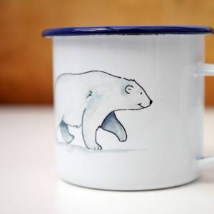 Emaille-Tasse Eisbär Familie, Geschenk Tasse mit Eisbären, Kindertasse zum Geburtstag Bild 1