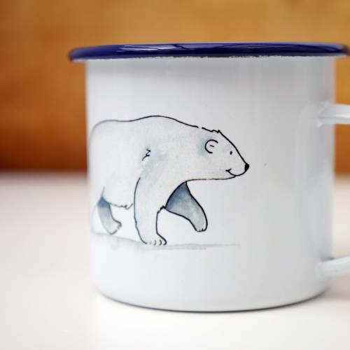 Emaille-Tasse Eisbär Familie, Geschenk Tasse mit Eisbären, Kindertasse zum Geburtstag