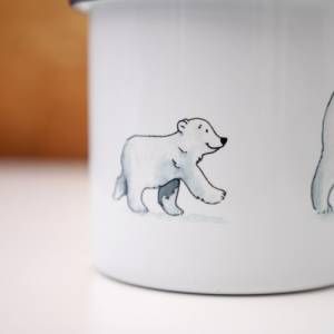 Emaille-Tasse Eisbär Familie, Geschenk Tasse mit Eisbären, Kindertasse zum Geburtstag Bild 7