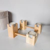 Zirben Teelichthalter für 4 Teelichter | Zirben Burg | Holzdekoration aus Massivholz | Zirbelkiefer Luftreiniger Bild 1