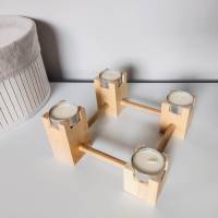 Zirben Teelichthalter für 4 Teelichter | Zirben Burg | Holzdekoration aus Massivholz | Zirbelkiefer Luftreiniger Bild 2