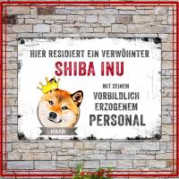 Hundeschild VERWÖHNTER HUND (Shiba Inu) mit Hundename, wetterbeständiges Warnschild Bild 2