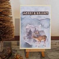 Weihnachtskarte - Hirsch - Bäume - Merry & Bright Bild 1