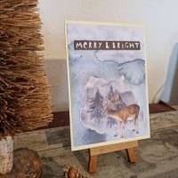 Weihnachtskarte - Hirsch - Bäume - Merry & Bright Bild 2