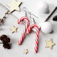 Weihnachtliche Ohrringe Zuckerstangen • Ohrhänger Polymer Clay | Ohrschmuck Bild 1