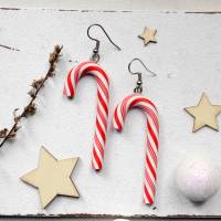 Weihnachtliche Ohrringe Zuckerstangen • Ohrhänger Polymer Clay | Ohrschmuck Bild 2