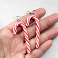Weihnachtliche Ohrringe Zuckerstangen • Ohrhänger Polymer Clay | Ohrschmuck Bild 5