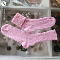 Kuschelsocken von Hand gestrickt - MOLLIG WARM - Unisex-Socken - Gr. 38/39 - rosa Bild 1