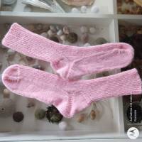 Kuschelsocken von Hand gestrickt - MOLLIG WARM - Unisex-Socken - Gr. 38/39 - rosa Bild 2