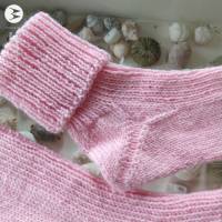 Kuschelsocken von Hand gestrickt - MOLLIG WARM - Unisex-Socken - Gr. 38/39 - rosa Bild 3