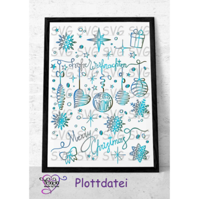 Plotterdatei "Weihnachtdoodle" SVG, DXF