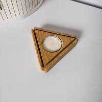 Design Teelichthalter Dreieck aus Holz | Holzdekoration für Kerzen aus Massivholz | Eichenholz Teelichthalter Bild 5