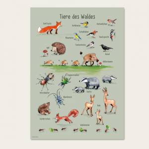 Kinderzimmer-Poster Waldtiere *Tiere des Waldes*, ökologischer Druck Bild 2