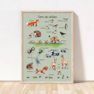Kinderzimmer-Poster Waldtiere *Tiere des Waldes*, ökologischer Druck Bild 3