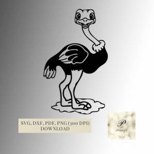 Plotterdatei Strauß SVG Datei für Cricut, Strauß Design  Digital Download süßes Vogel Strauß Motiv Bild 1
