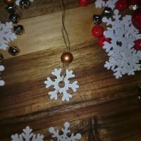 X-MAS Bastel-Deko-Sets 28 Teile Weihnachtskugeln Schneeflocken Schellen Perlen rot blau braun Bild 5
