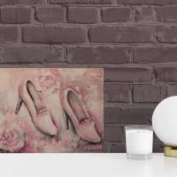 PINK SHOES - gegenständliches Gemälde im Shabby-Look auf Leinwand  40cmx30cm mit Glitter Bild 5