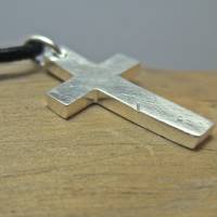 Silberkreuz "Vitus" mit Lederband, massives Kreuz Silber, cooles personalisierbares Geschenk zur Konfirmation, F Bild 3