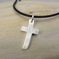 Silberkreuz "Vitus" mit Lederband, massives Kreuz Silber, cooles personalisierbares Geschenk zur Konfirmation, F Bild 4