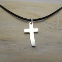 Silberkreuz "Vitus" mit Lederband, massives Kreuz Silber, cooles personalisierbares Geschenk zur Konfirmation, F Bild 5