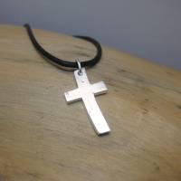 Silberkreuz "Vitus" mit Lederband, massives Kreuz Silber, cooles personalisierbares Geschenk zur Konfirmation, F Bild 7