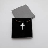 Silberkreuz "Vitus" mit Lederband, massives Kreuz Silber, cooles personalisierbares Geschenk zur Konfirmation, F Bild 9