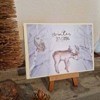 Weihnachtskarte - Hirsch und Eule - winter is coming Bild 2