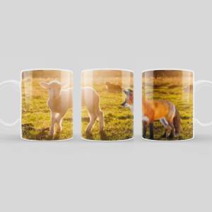 Bedruckte Keramiktasse Fuchs und Lamm für Kaffee- und Teeliebhaber | spülmaschinenfeste Tasse mit Motiv | Geschenkidee Bild 2