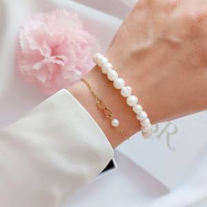 Unendlichkeit Armband Süßwasser-Perle, Geburtstagsgeschenk Mutter, Mama Geschenk personalisiert, Weihnachtsgeschenk Bild 9
